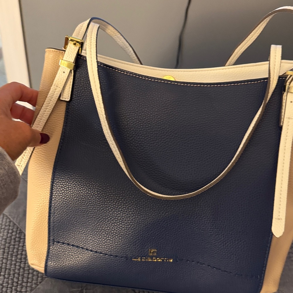Liz Claiborne Navy and Beige Tote